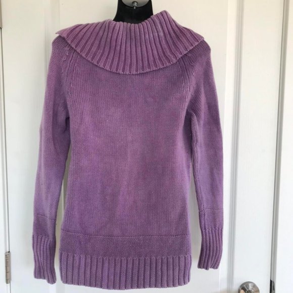 Jacob Purple 100% Merino Wool Split Cowl Neck Tunic Sweater Y2K - Picture 2 of 4
